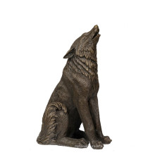 Aniaml Bronze Sculpture Wolf Roar Decor Brass Statue Tpy-725